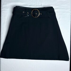 INC Black Mini Skirt w/ Built-In Gold Buckle- Large